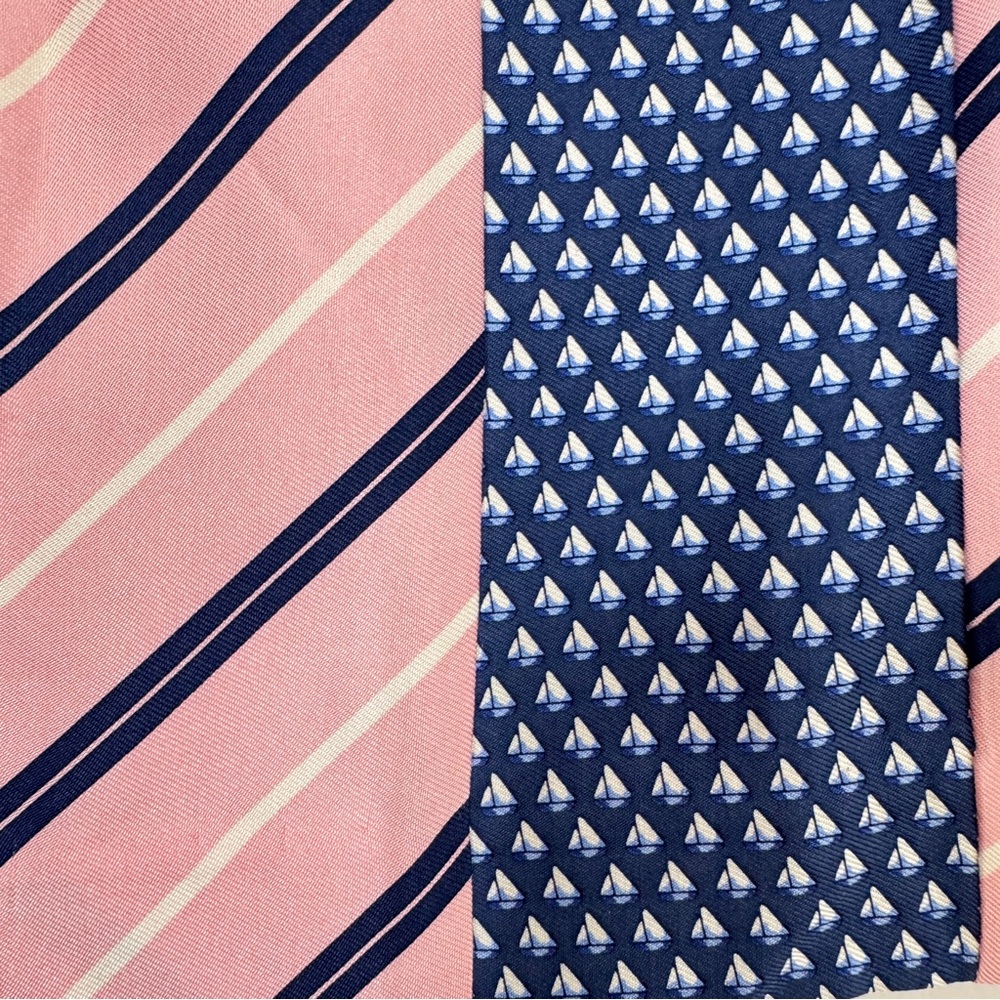 Vineyard Vines Silk Skirt Tie Gal Patchwork Mini Blue Pink Striped Nautical SZ 6 - Picture 7 of 14